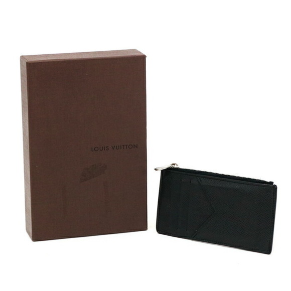 Louis Vuitton Coin Card Holder Taiga Leather Case Mini Wallet Ardoise Black - Picture 1 of 11